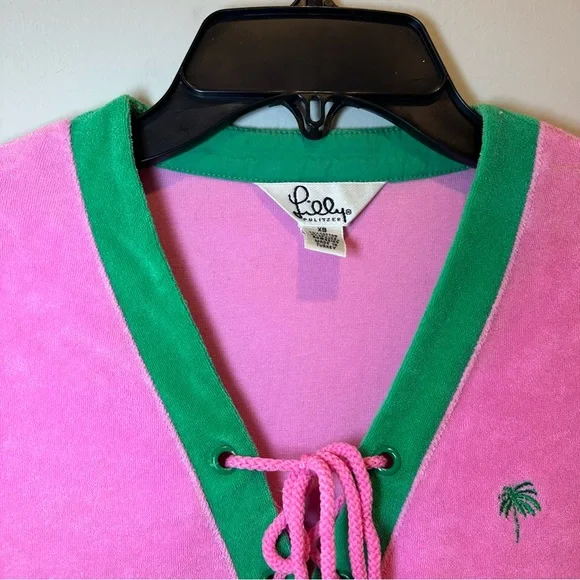 VINTAGE! Lilly Pulitzer Ilene Terry Cloth Tunic in Hibiscus Pink XS - Picture 5 of 5